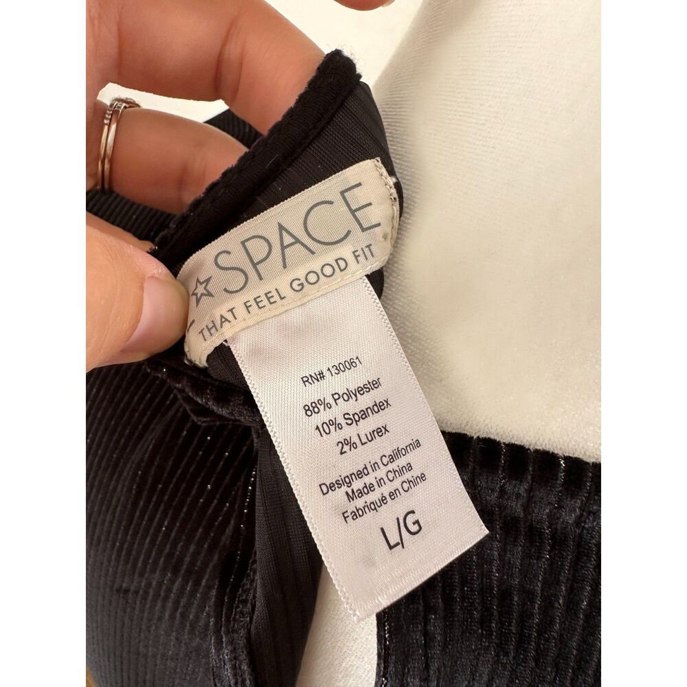 L*Space Velvet Metallic Stripes Black Puff Sleeve Mini Dress size Large - Picture 9 of 10